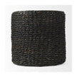 Mercana Dina Black Cornhusk and Water Hyacinth Round Pouf