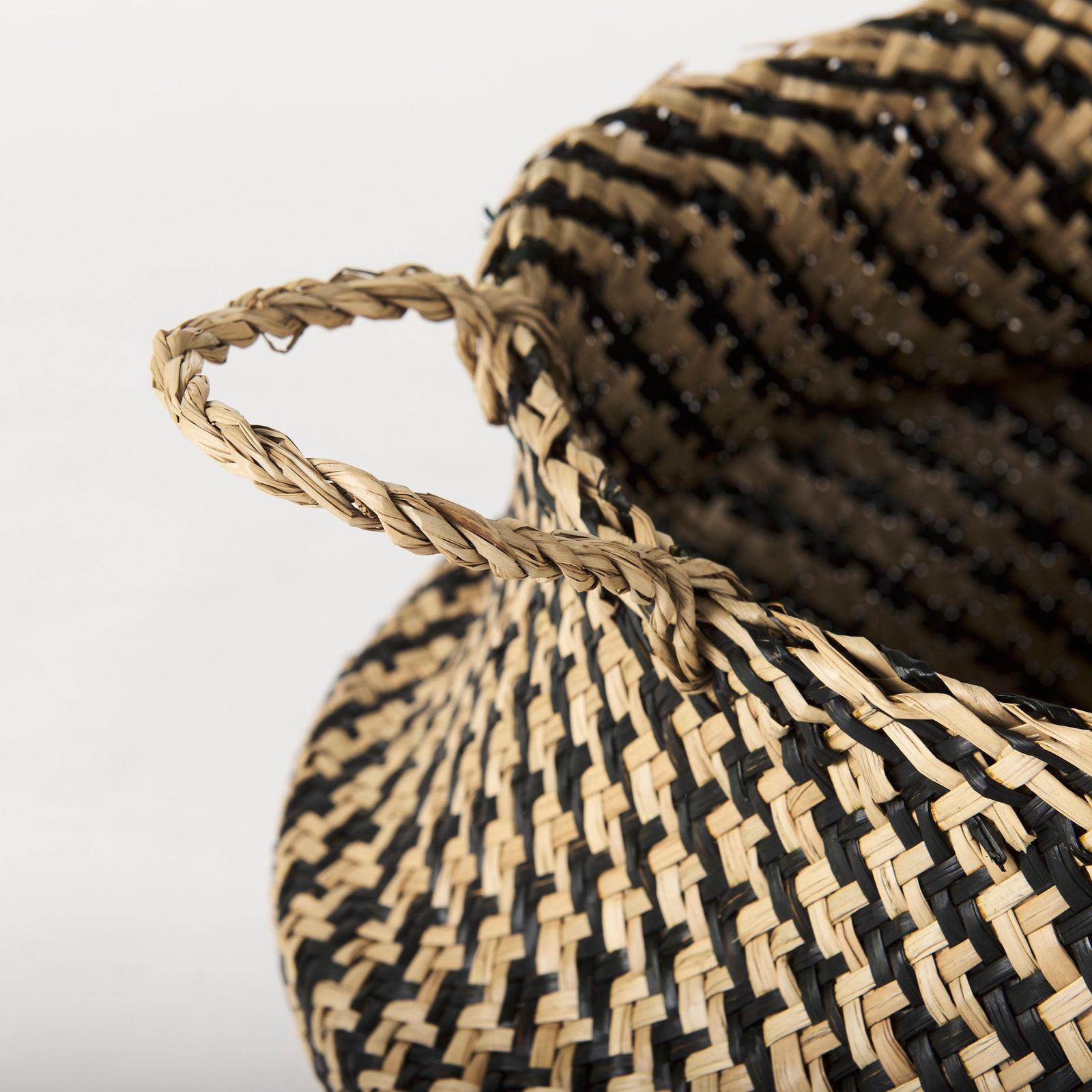 Mercana Gaia Light and Dark Brown Cross Patterend Belly Seagrass Basket-Set of 3 Clearance