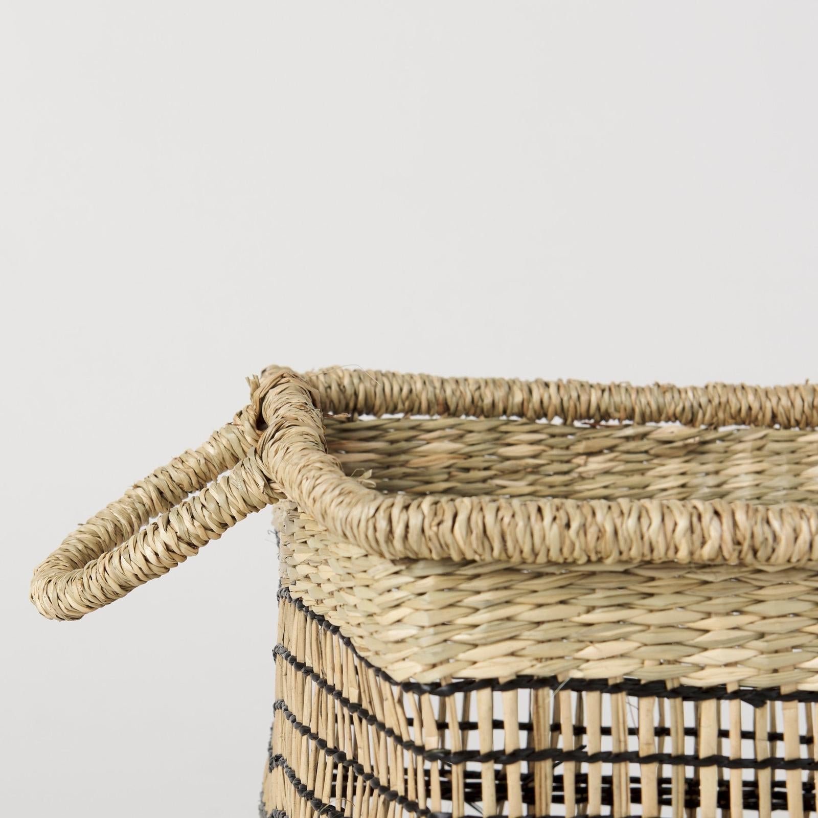 Mercana Nia Light Brown Seagrass Rectangular Basket with Handles- Set of 2