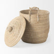 Mercana Olivia Beige Seagrass Basket W/Lid and Handles - Set of 3