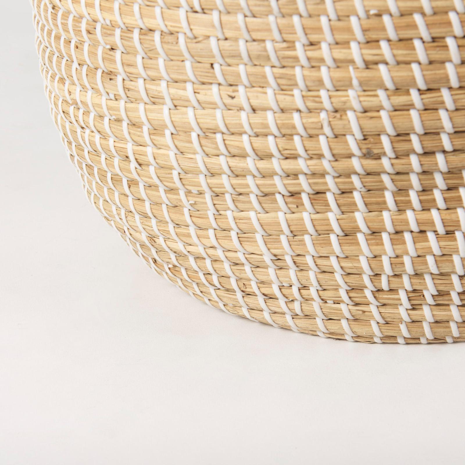 Mercana Olivia Beige Seagrass Basket W/Lid and Handles - Set of 3