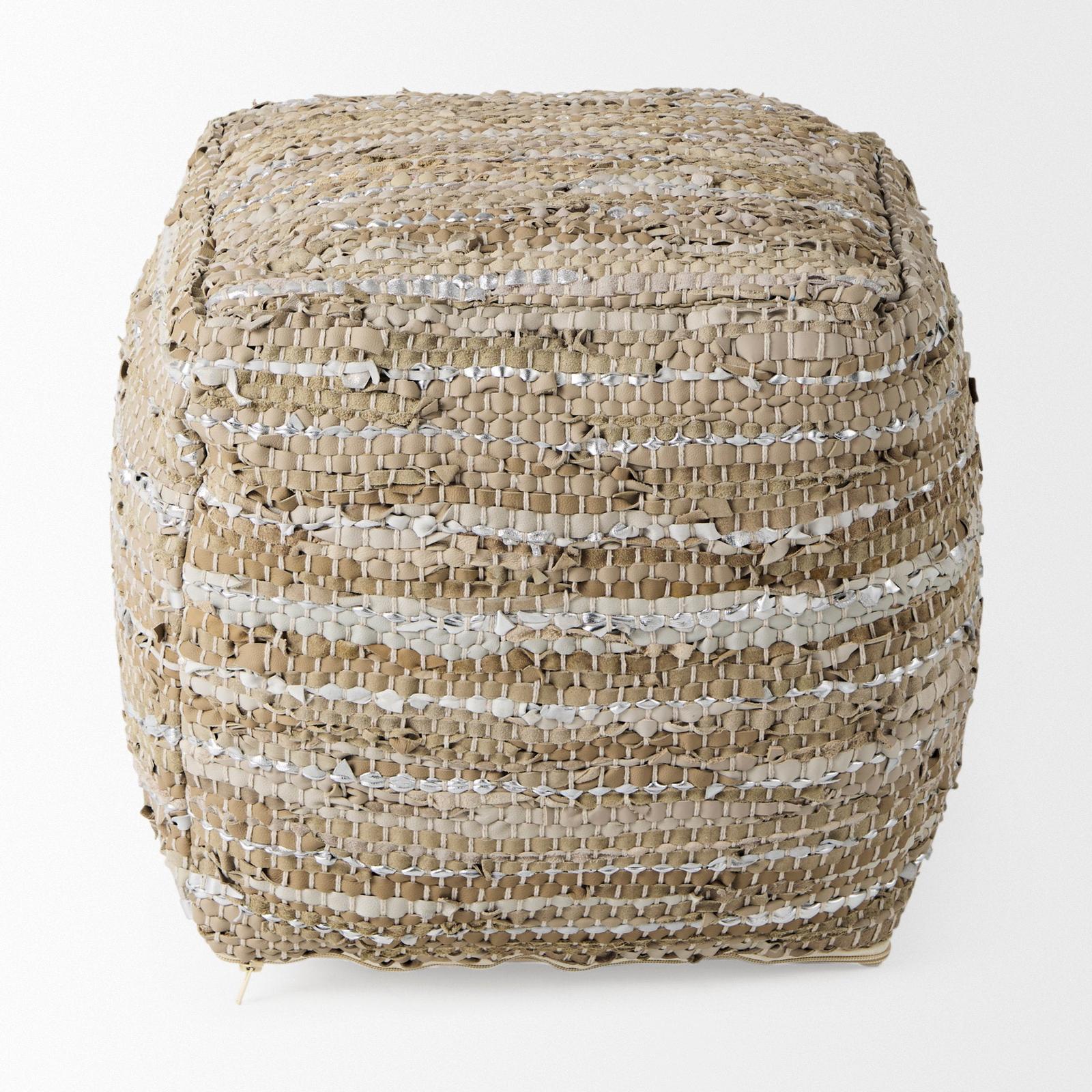 Mercana Aadhya Leather and Cotton Pouf