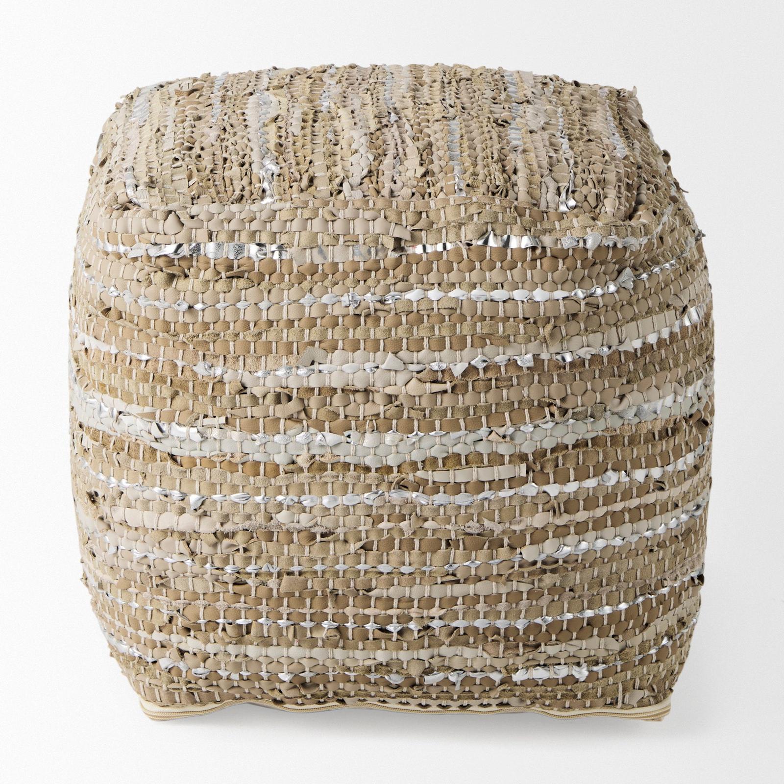 Mercana Aadhya Leather and Cotton Pouf