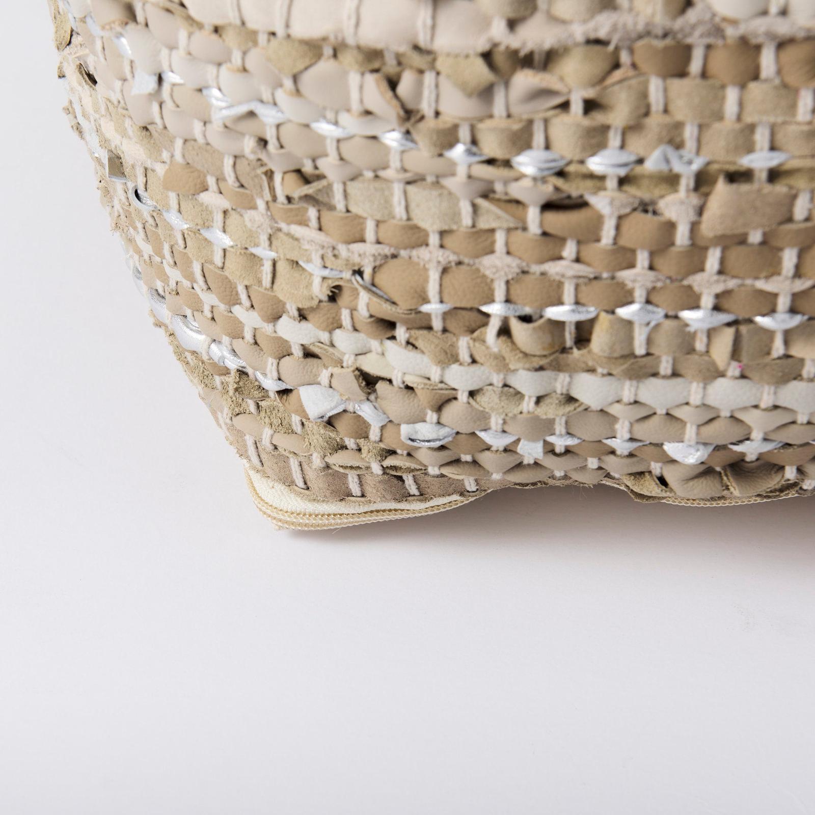 Mercana Aadhya Leather and Cotton Pouf
