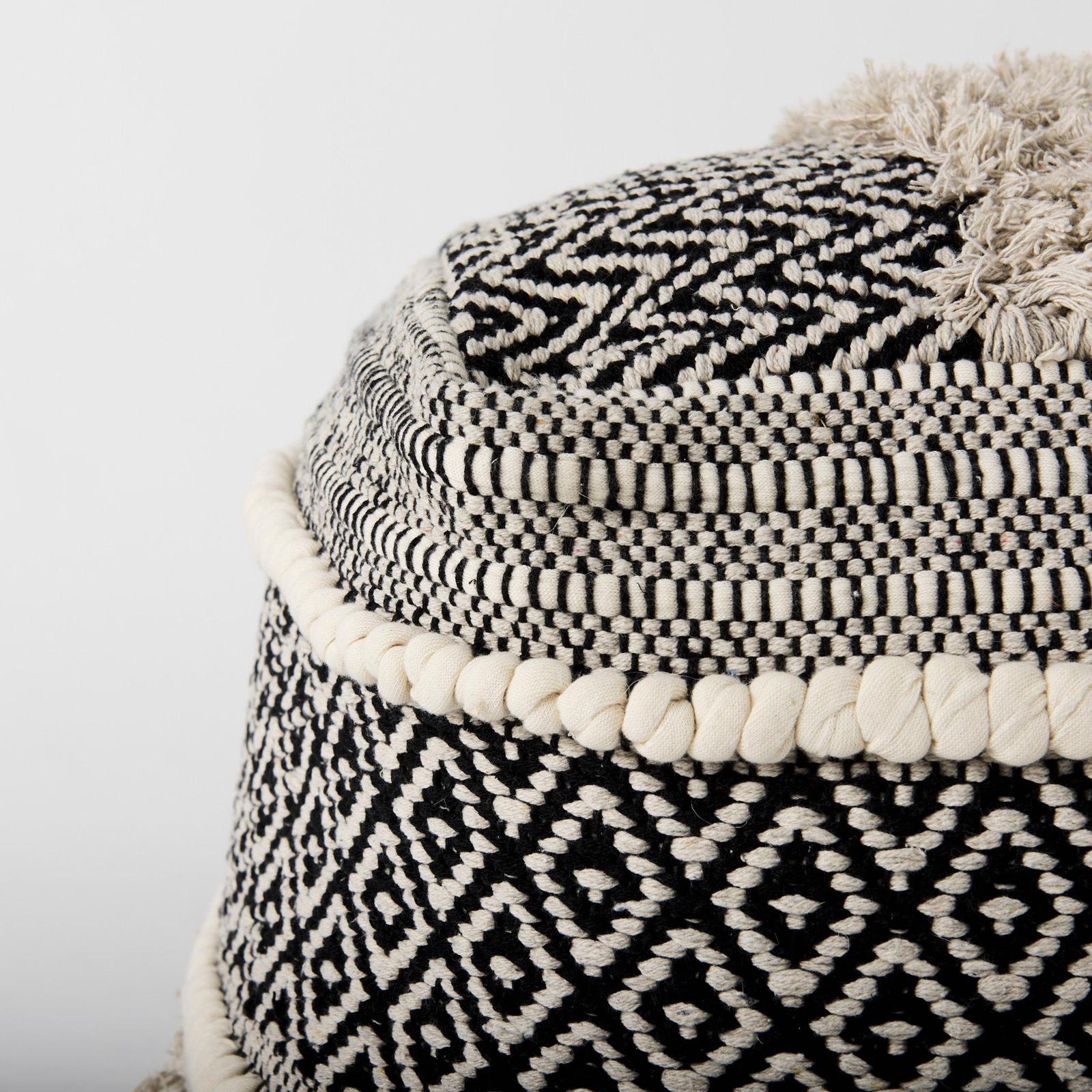 Mercana Darika Black/White/Gray Cotton Pouf Clearance