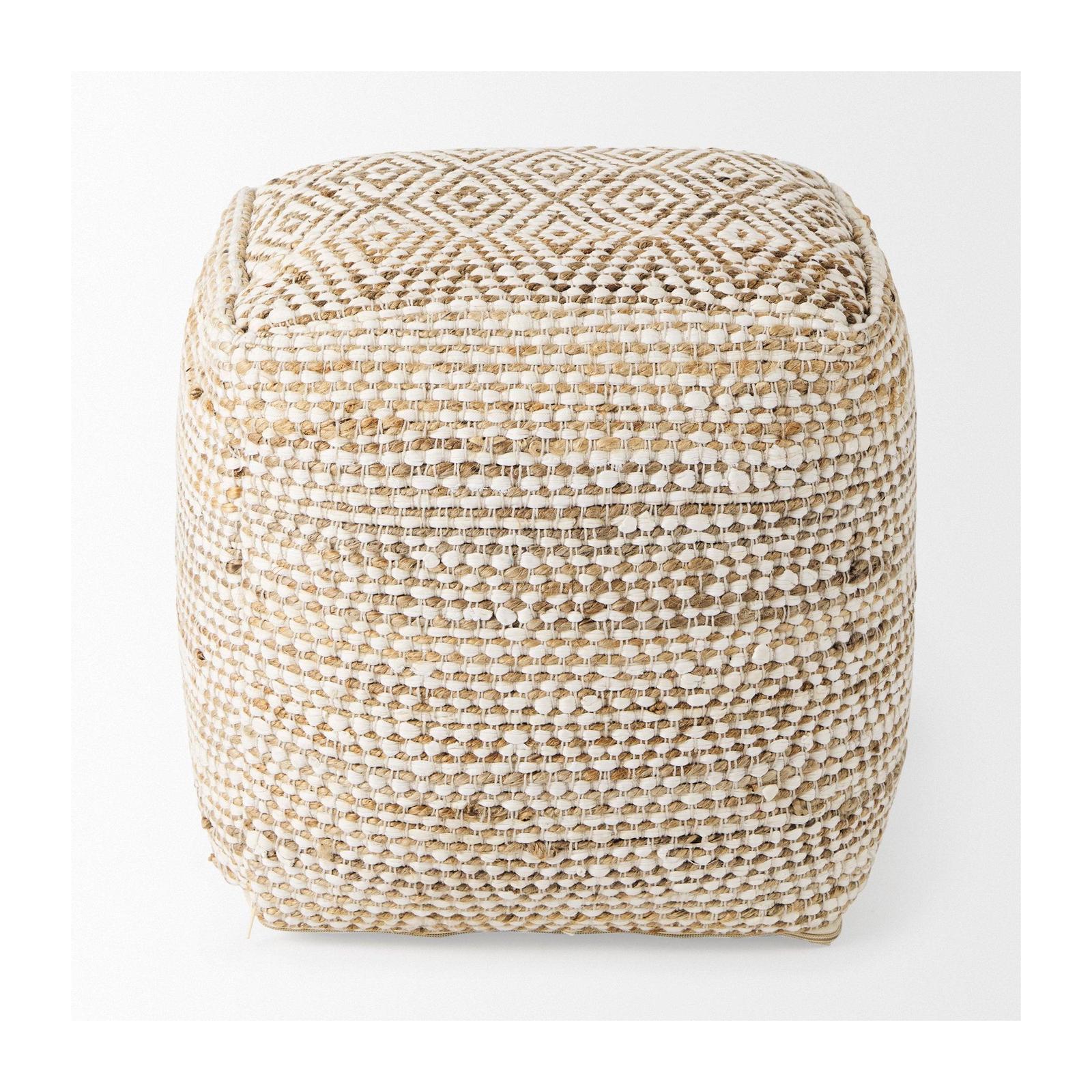 Mercana Ekani Cream/Beige Cotton Pouf