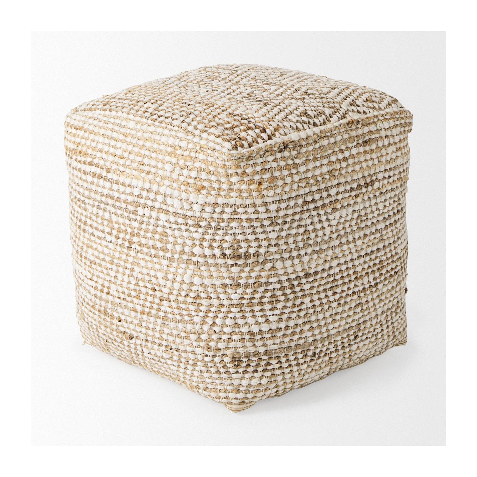 Mercana Ekani Cream/Beige Cotton Pouf