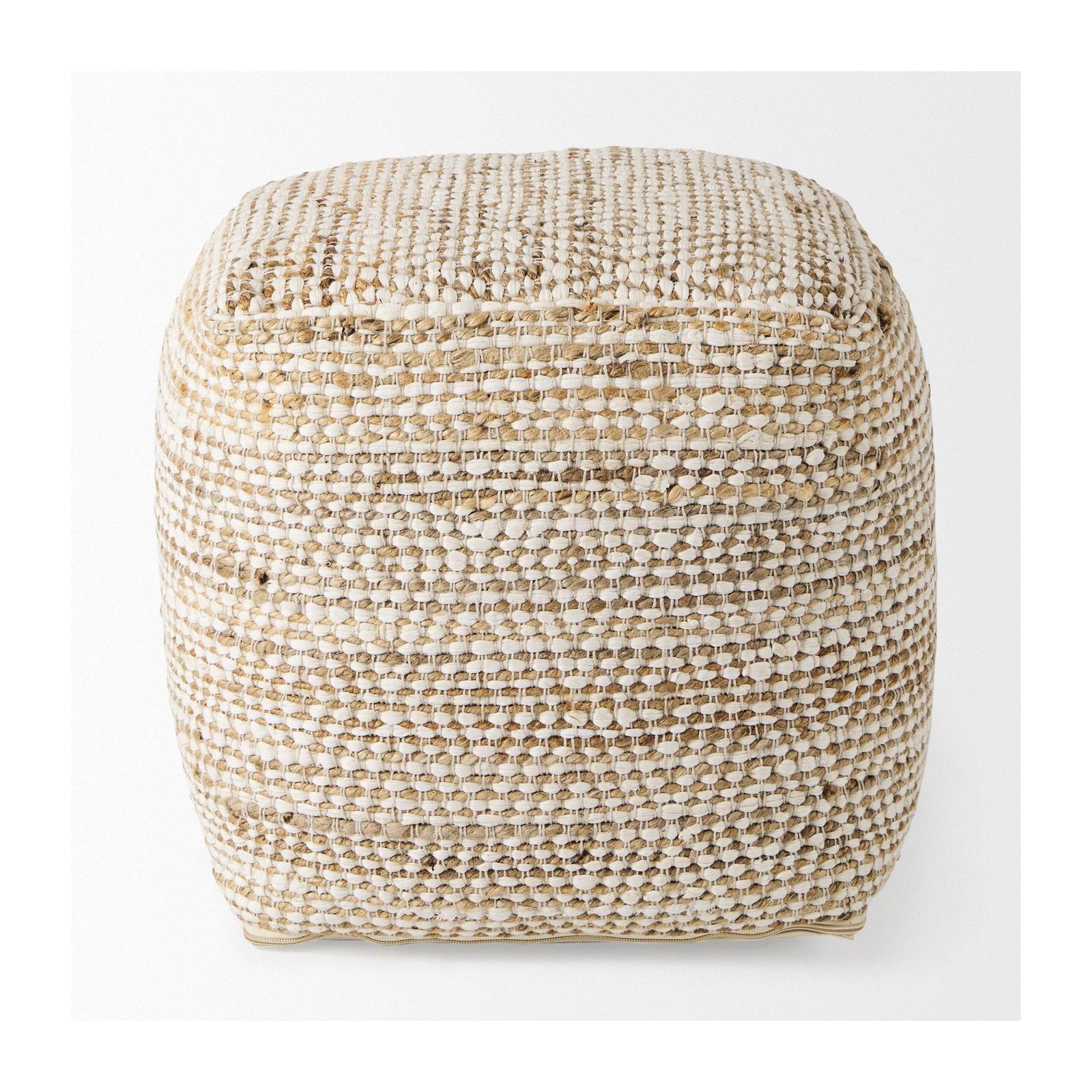 Mercana Ekani Cream/Beige Cotton Pouf