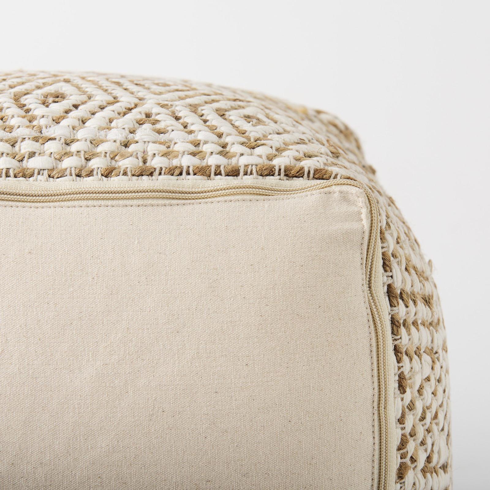 Mercana Ekani Cream/Beige Cotton Pouf