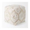 Mercana Ekanta Cream/Beige Patterned Cotton Pouf