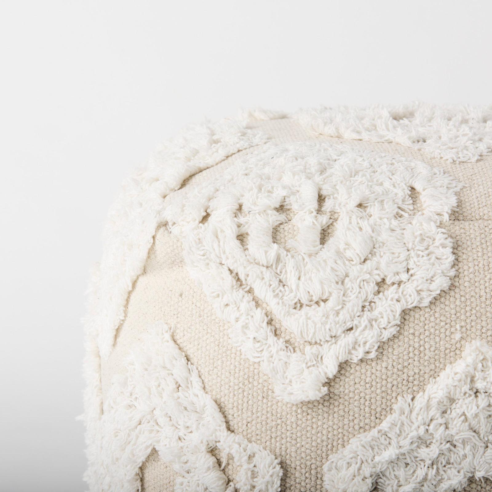 Mercana Ekanta Cream/Beige Patterned Cotton Pouf