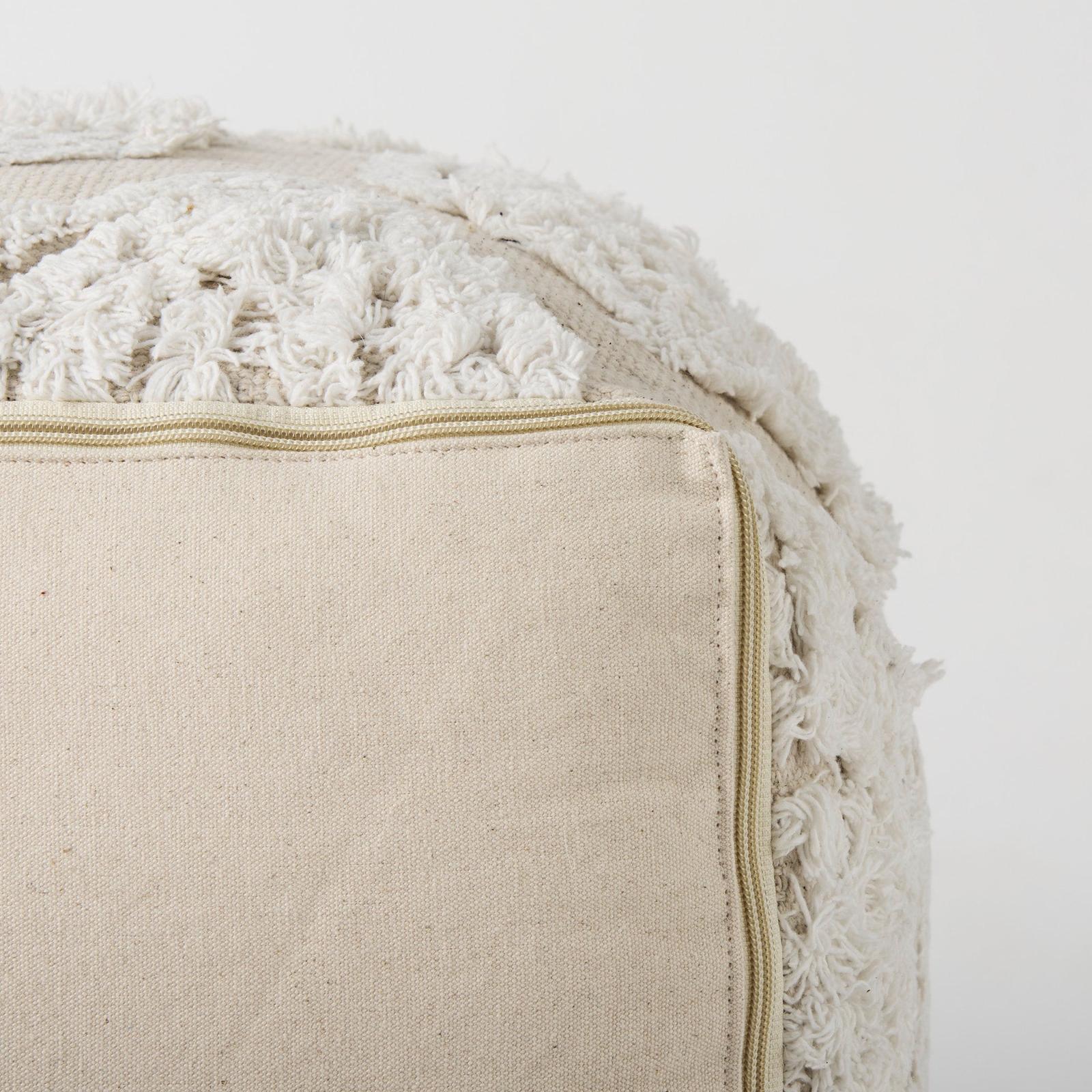 Mercana Ekanta Cream/Beige Patterned Cotton Pouf