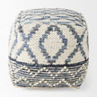 Mercana Eshana Cream Wool and Denim Patterned Pouf