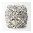 Mercana Ekiya Black/White Yarn and Wool Patterened Pouf