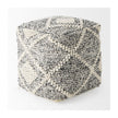 Mercana Ekiya Black/White Yarn and Wool Patterened Pouf