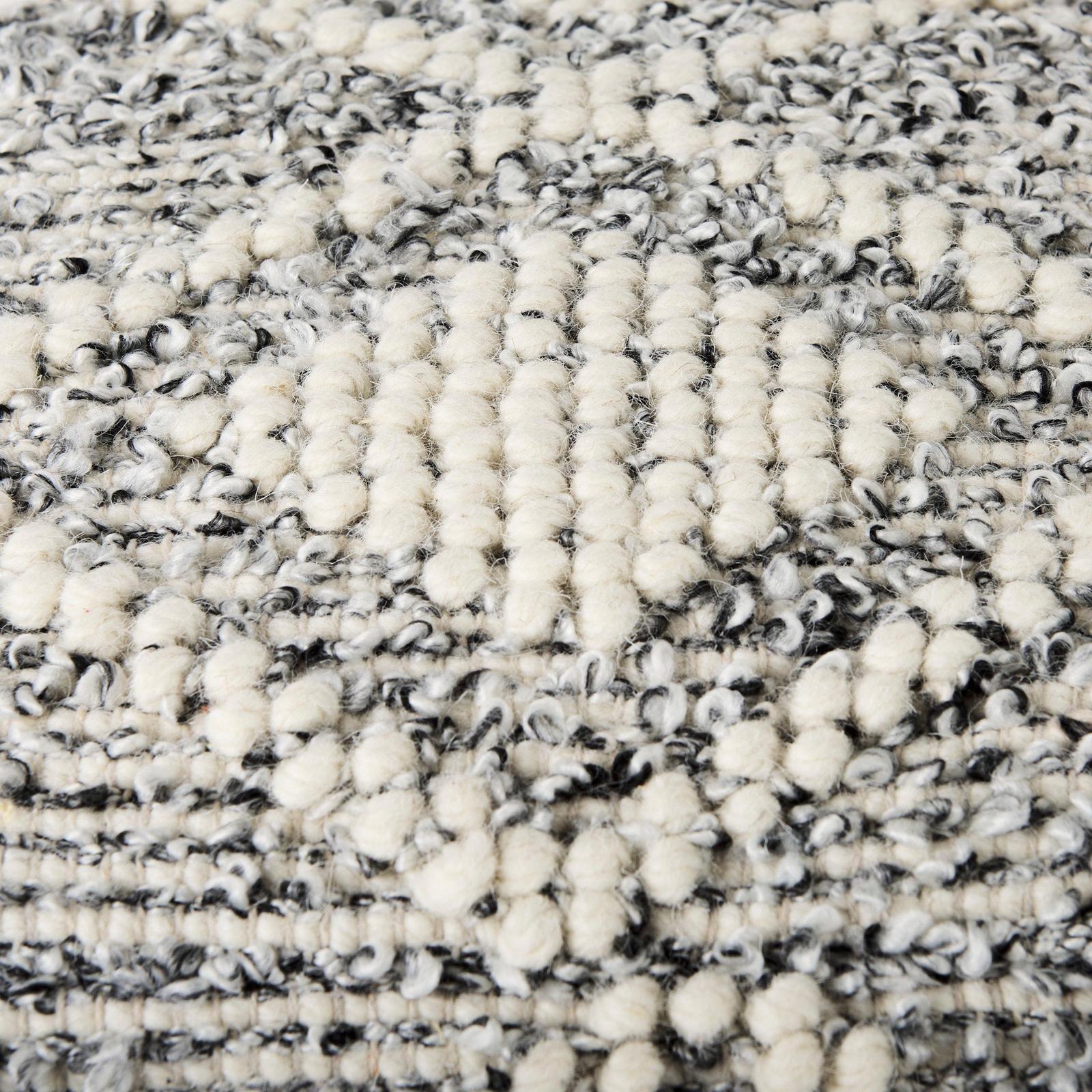 Mercana Ekiya Black/White Yarn and Wool Patterened Pouf
