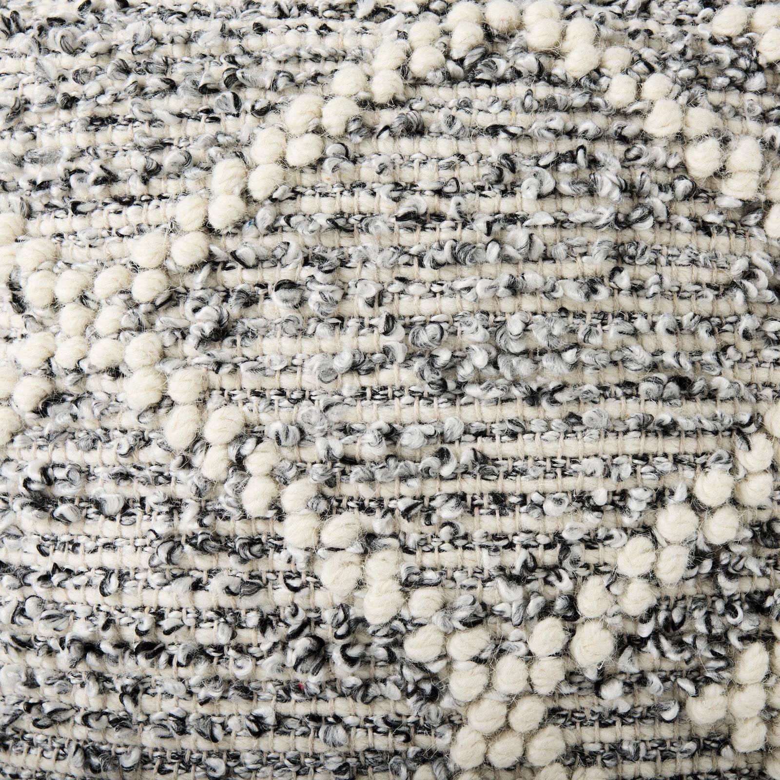 Mercana Ekiya Black/White Yarn and Wool Patterened Pouf