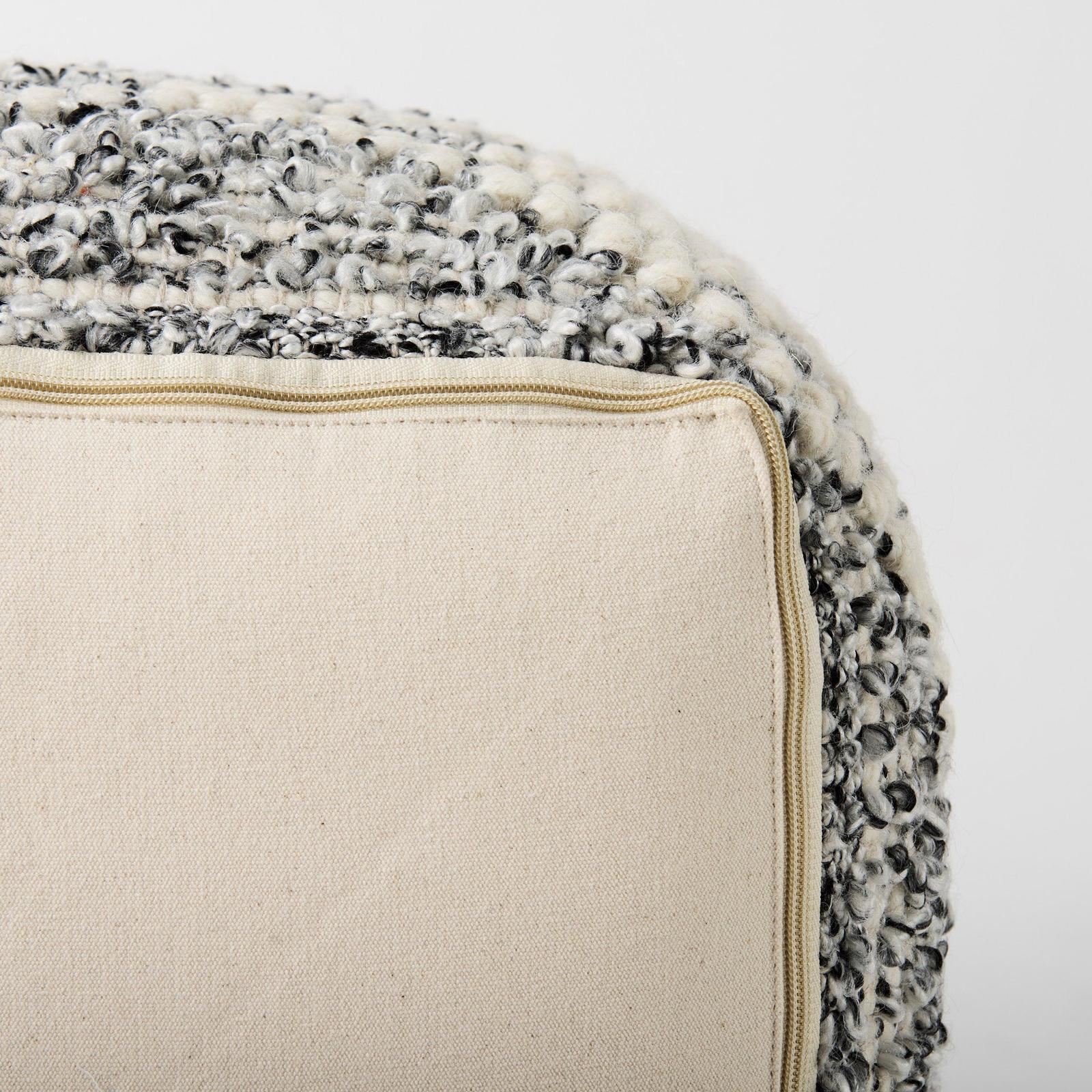 Mercana Ekiya Black/White Yarn and Wool Patterened Pouf