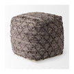 Mercana Falguni Gray Leather and Cotton Patterned Pouf Clearance