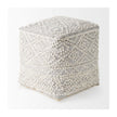 Mercana Farida Light Gray Wool and Polyester Patterned Pouf