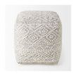 Mercana Farida Light Gray Wool and Polyester Patterned Pouf