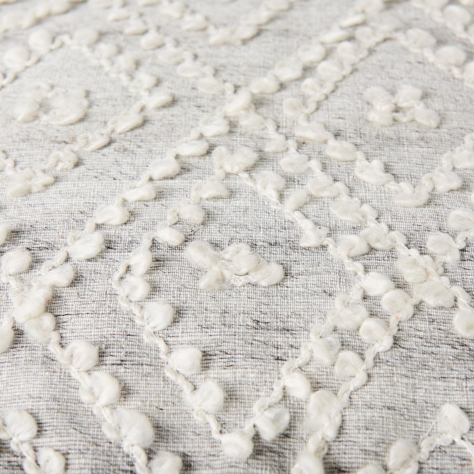 Mercana Farida Light Gray Wool and Polyester Patterned Pouf