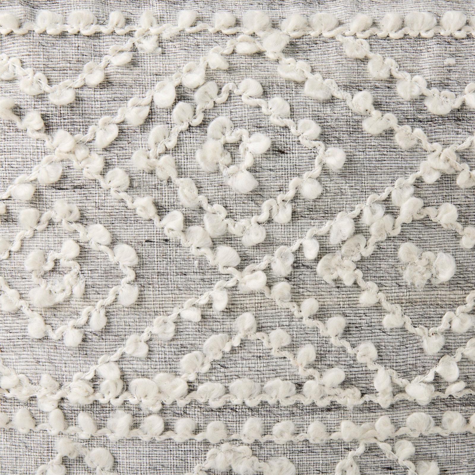 Mercana Farida Light Gray Wool and Polyester Patterned Pouf