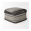 Mercana Garima Black/White Wool and Cotton Patterned Pouf Clearance