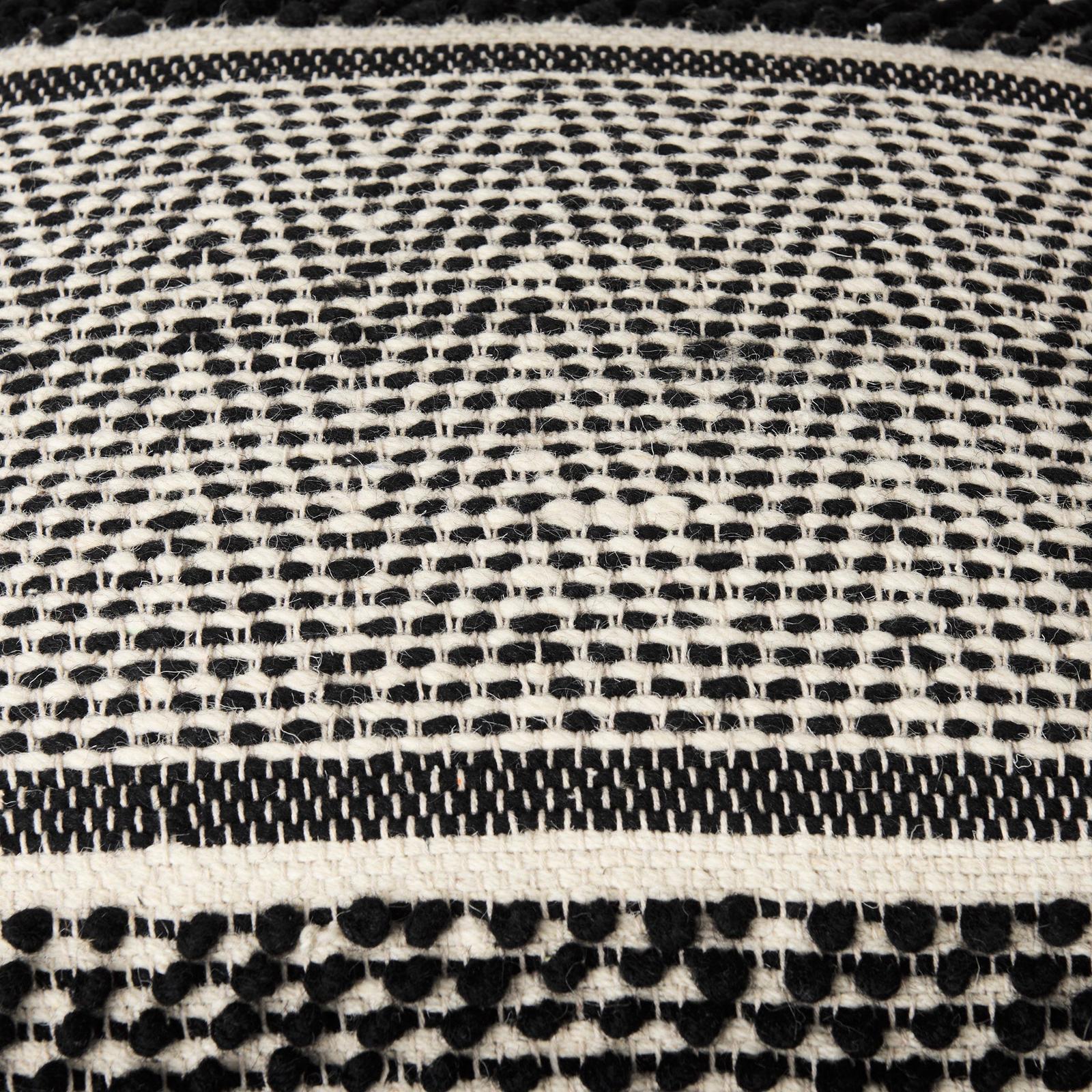 Mercana Garima Black/White Wool and Cotton Patterned Pouf Clearance