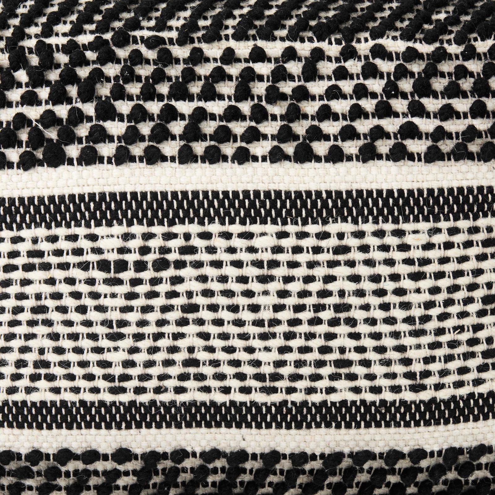 Mercana Garima Black/White Wool and Cotton Patterned Pouf Clearance