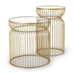 Mercana Shani Round Metal w/ Glass Accent Tables- Set of 2 Clearance