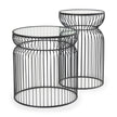Mercana Shani Round Metal w/ Glass Accent Tables- Set of 2 Clearance