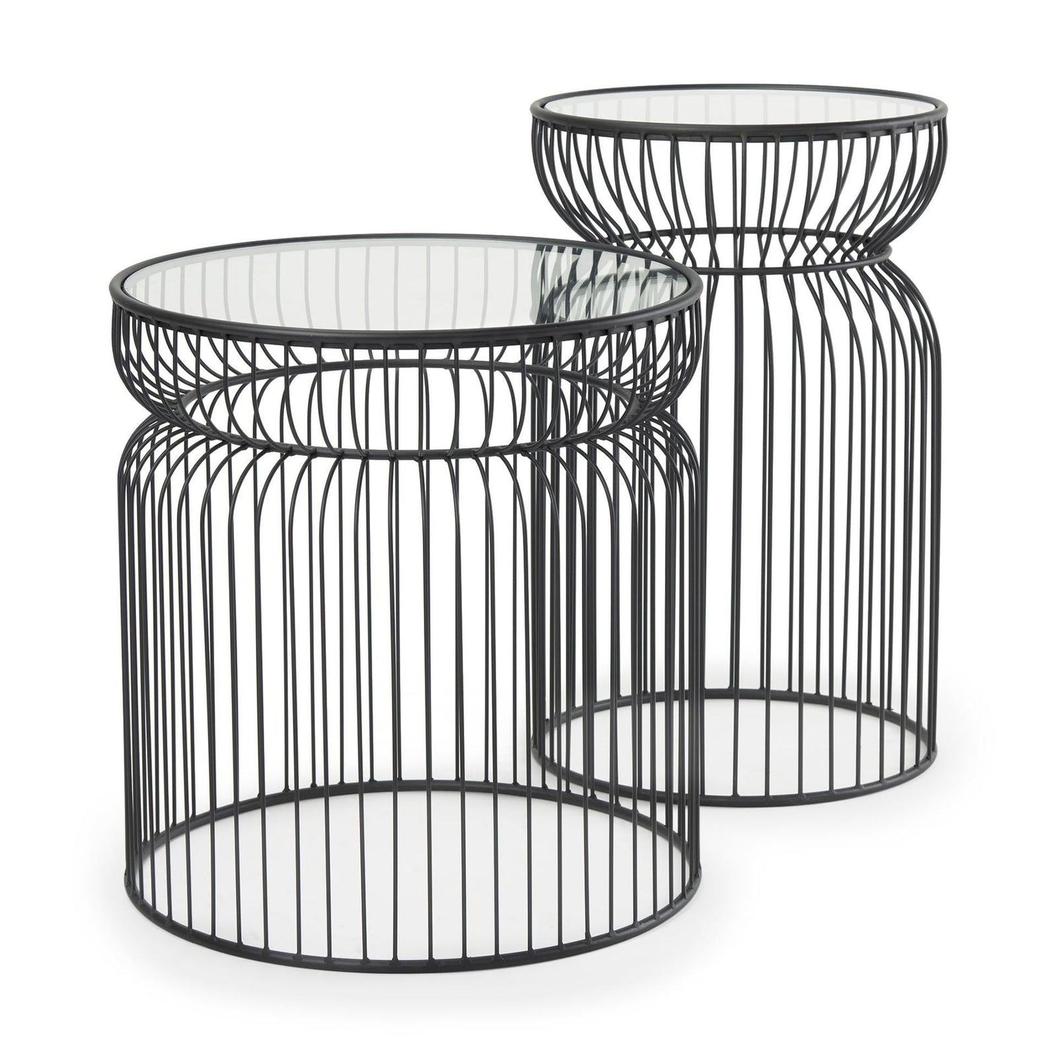 Mercana Shani Round Metal w/ Glass Accent Tables- Set of 2 Clearance