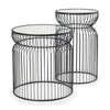 Mercana Shani Round Metal w/ Glass Accent Tables- Set of 2 Clearance