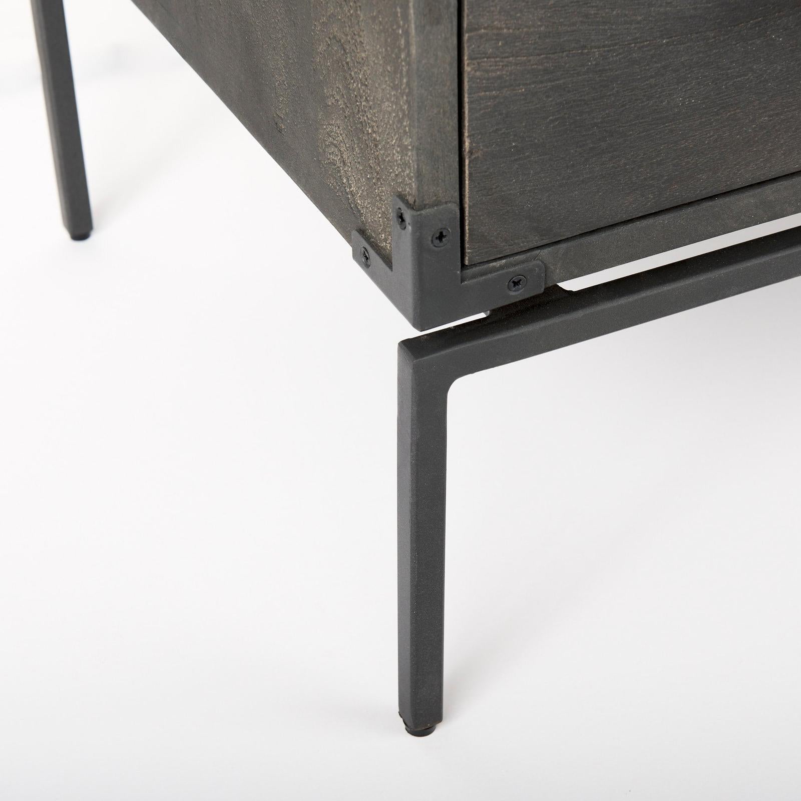 Mercana Ward Brown Wood and Iron 3 Drawer Accent Cabinet