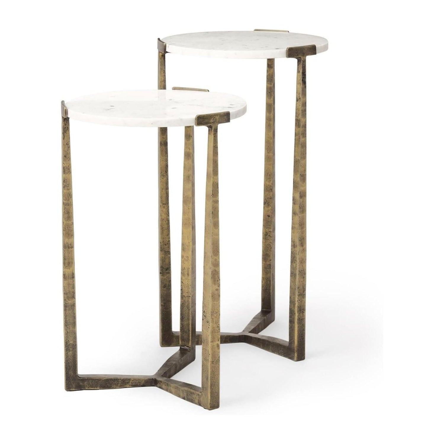 Mercana Atticus Antiqued Gold Metal Nesting Accent Tables - Set of 2