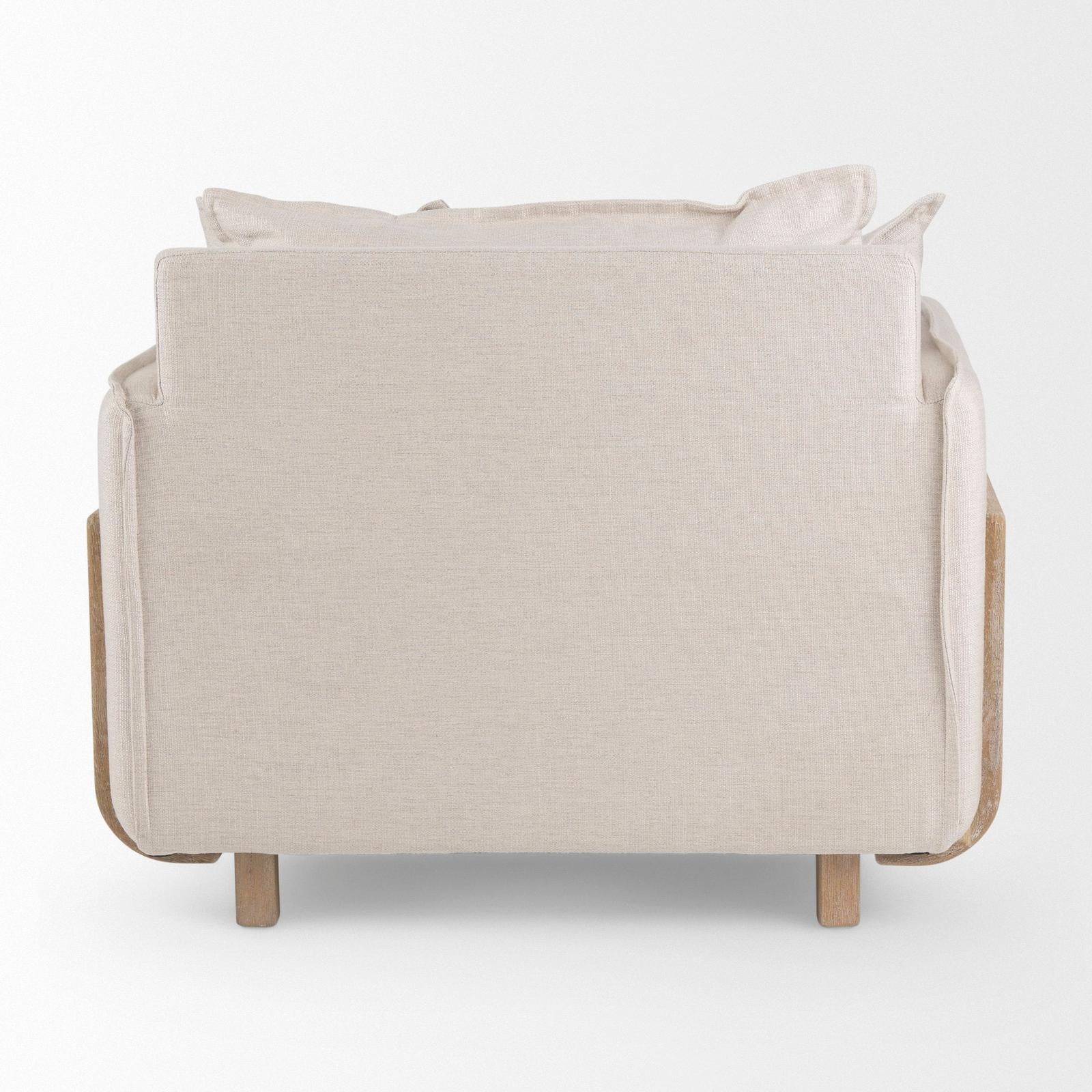 Mercana Roy Upholstered and Brown Wood Frame Arm Chair Clearance