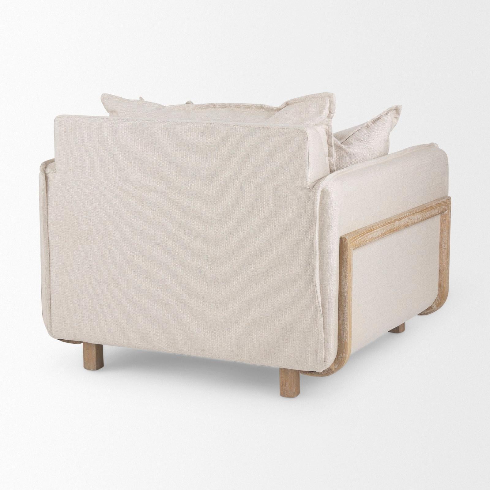 Mercana Roy Upholstered and Brown Wood Frame Arm Chair Clearance