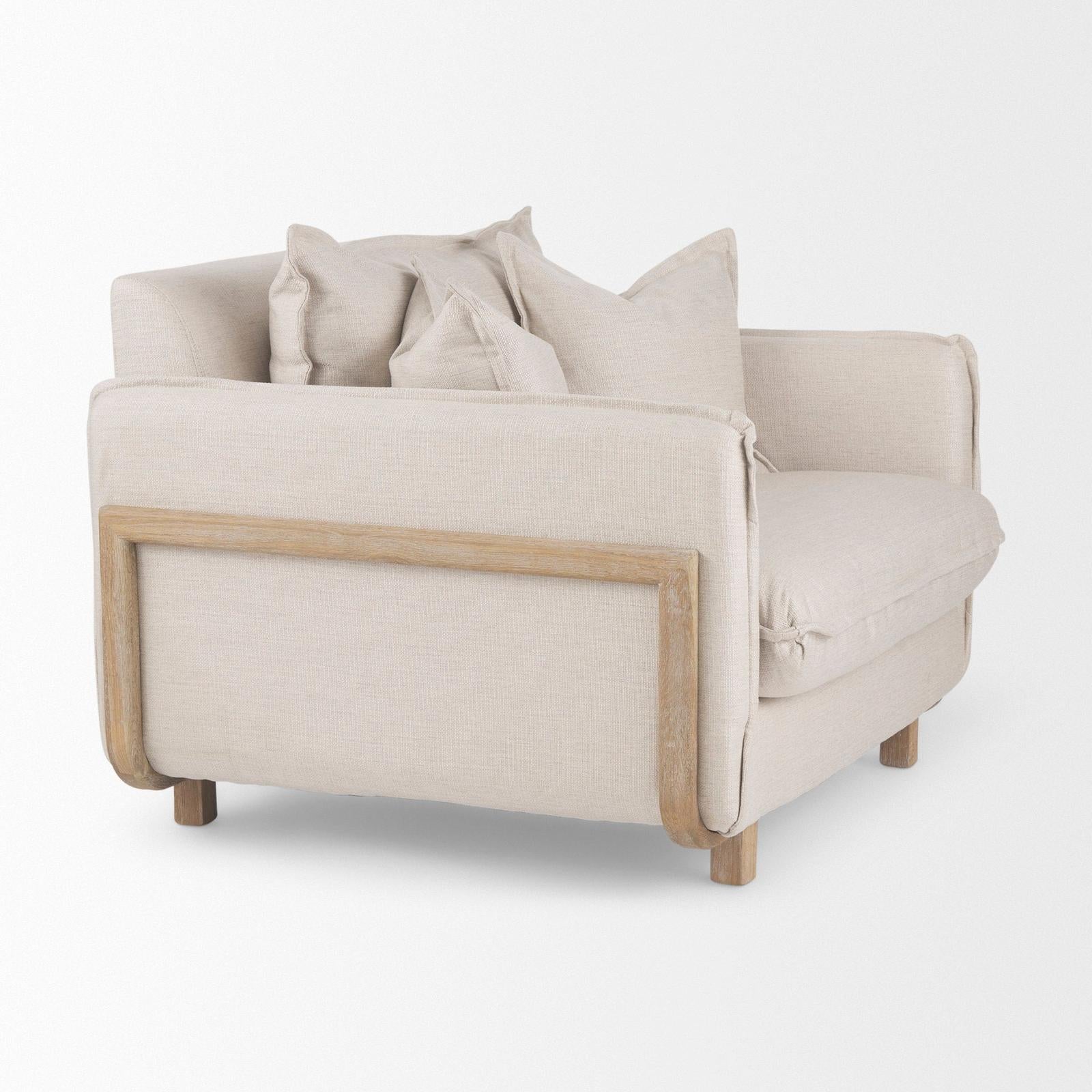 Mercana Roy Upholstered and Brown Wood Frame Arm Chair Clearance