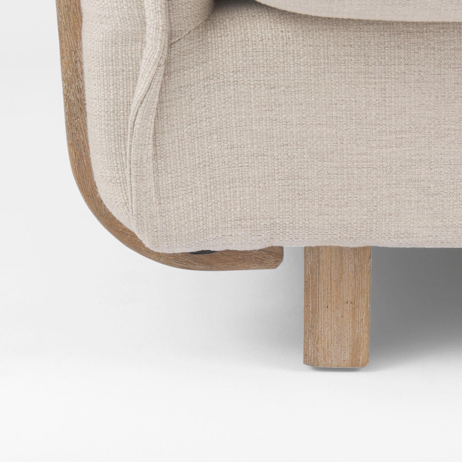 Mercana Roy Upholstered and Brown Wood Frame Arm Chair Clearance