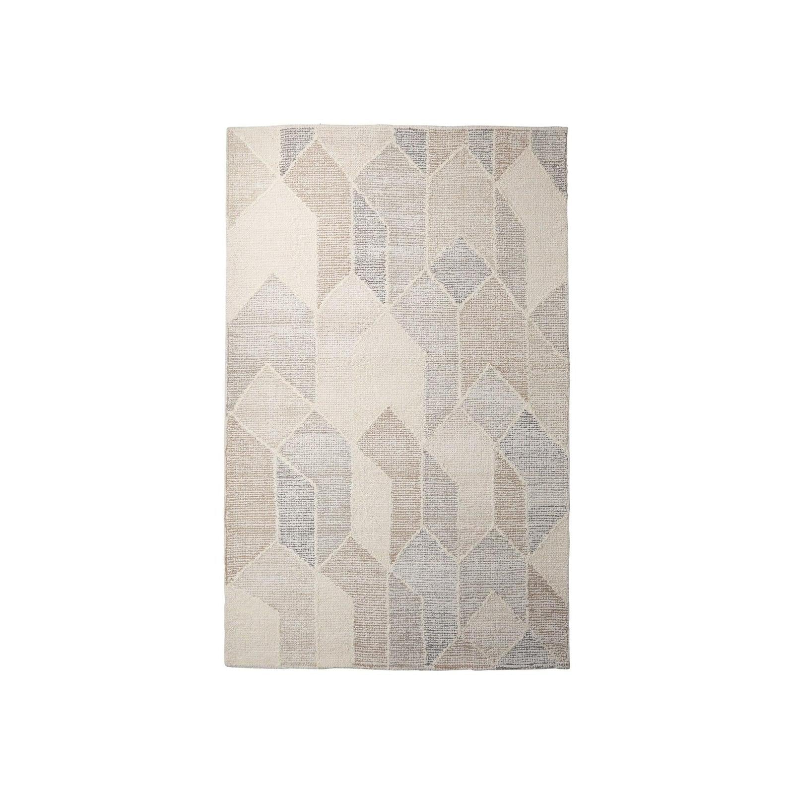 Mercana Kolt Neutral Geometric Patterned Wool Area Rug Clearance