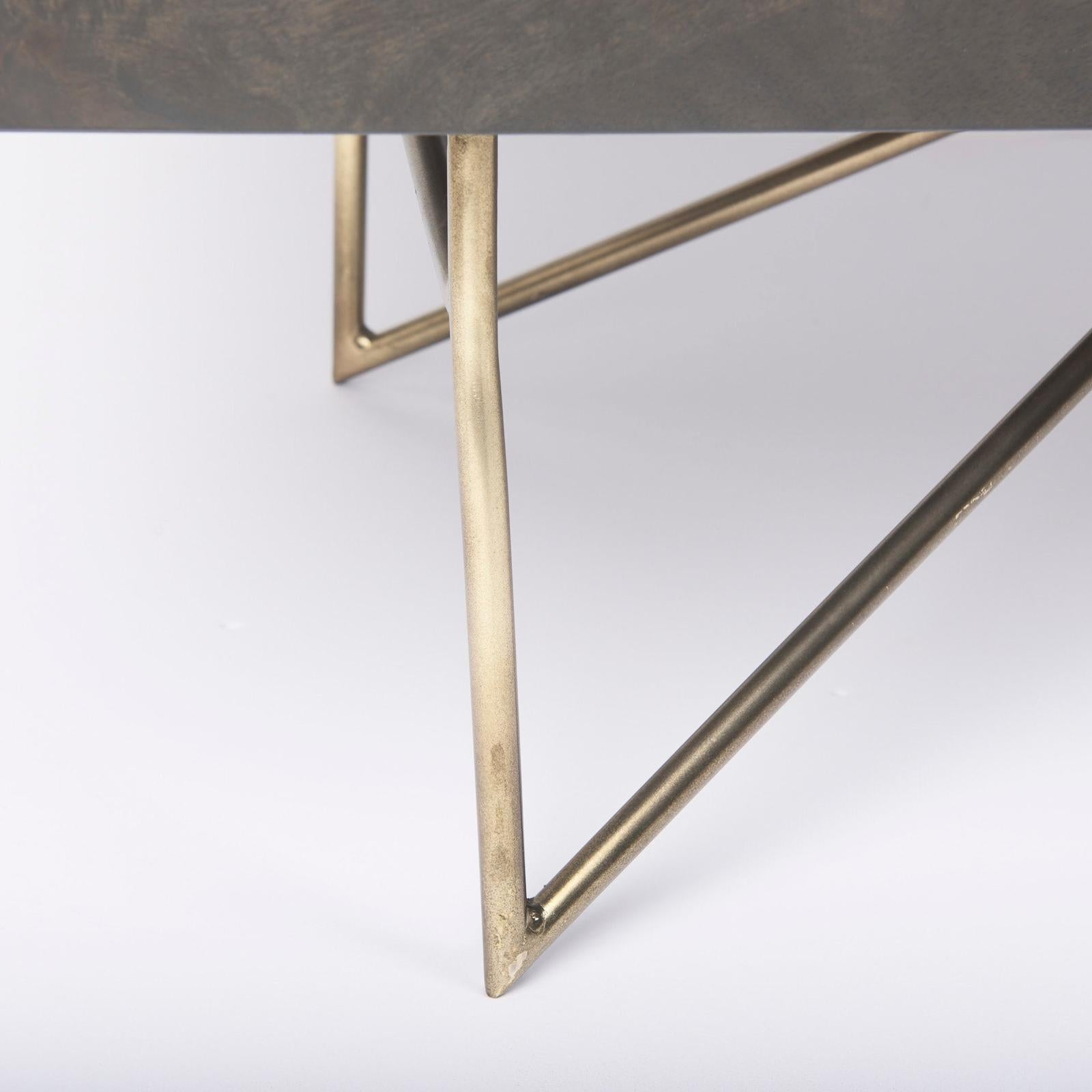 Mercana Darwin Brown Solid Wood Gold Metal Base 4 Cabinet Door Sideboard