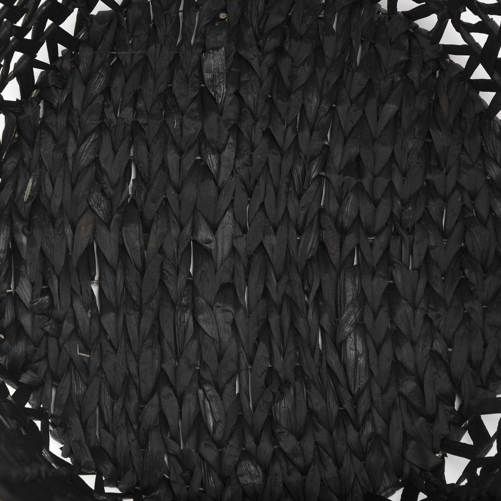Mercana Lola Black Water Hyacinth Zig Zag Weave Round Basket W/ Handles - Set of 3 Clearance