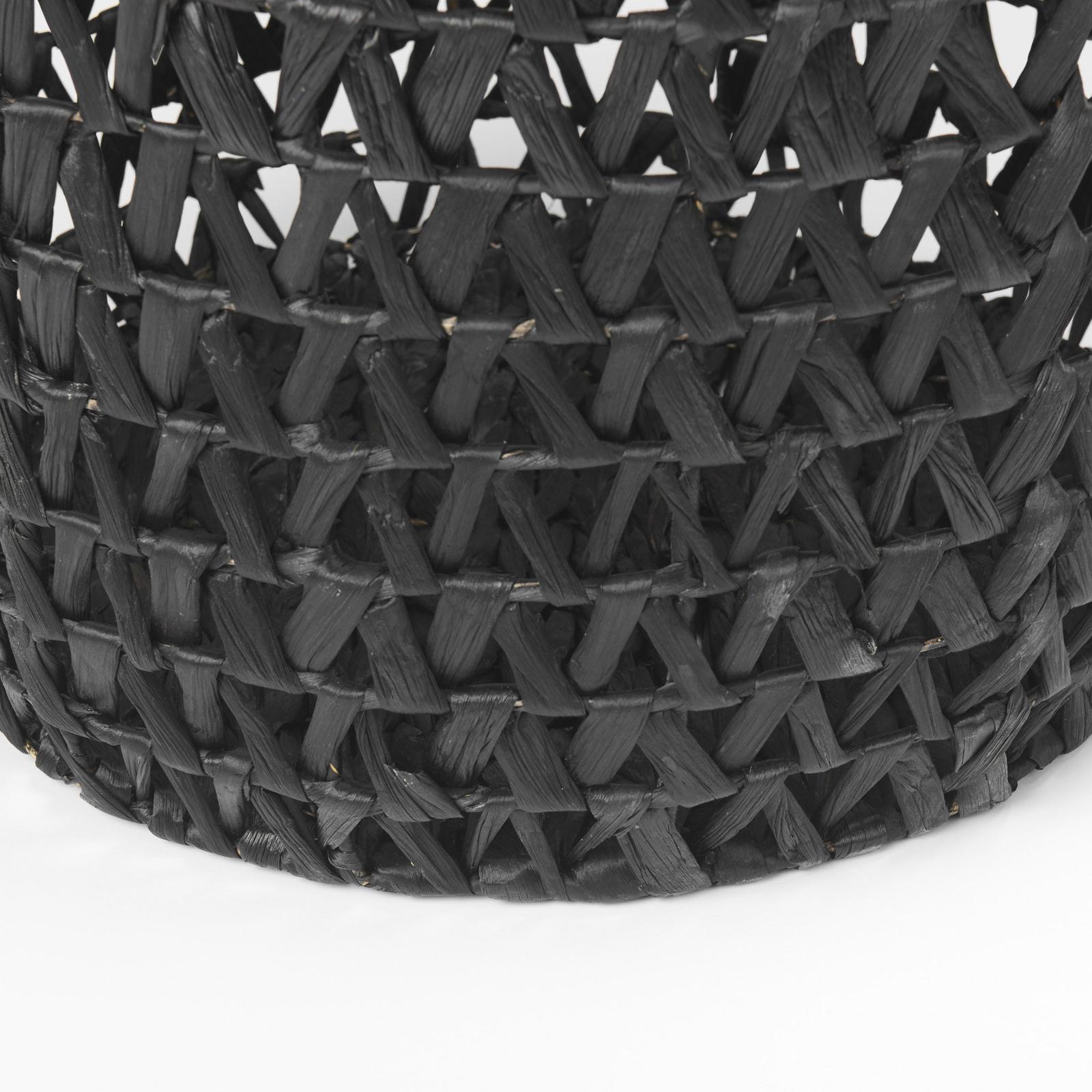 Mercana Lola Black Water Hyacinth Zig Zag Weave Round Basket W/ Handles - Set of 3 Clearance