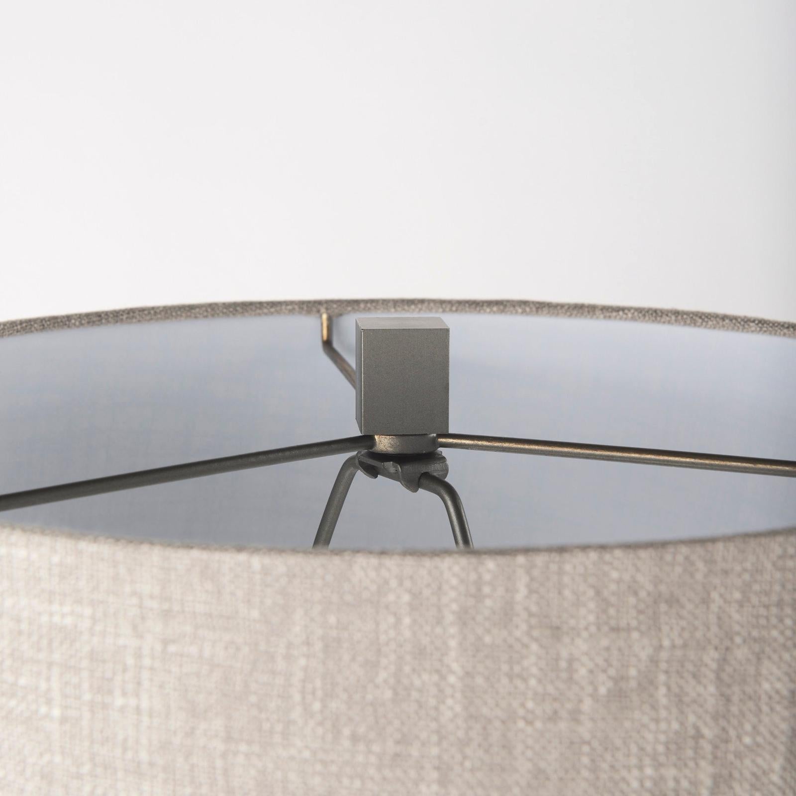 Mercana Raen Gray Metal Octagonal Base w/Beige Shade Table Lamp Clearance