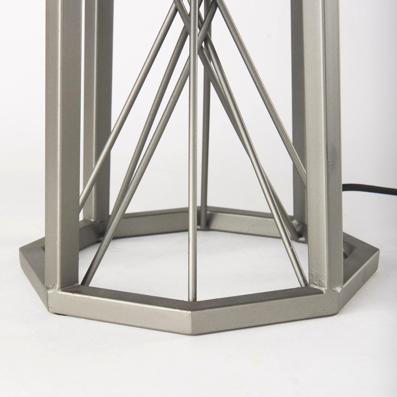Mercana Raen Gray Metal Octagonal Base w/Beige Shade Table Lamp Clearance