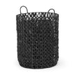 Mercana Lola Black Water Hyacinth Zig Zag Weave Round Basket W/ Handles - Set of 3 Clearance