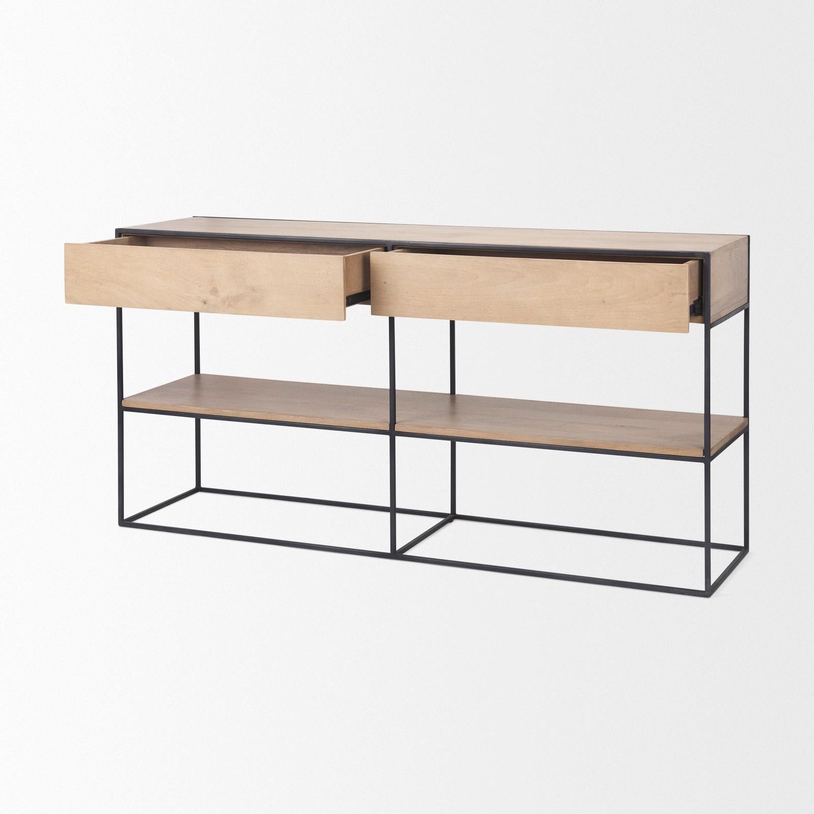 Mercana Morris Metal Frame 2 Drawer Console Table Clearance