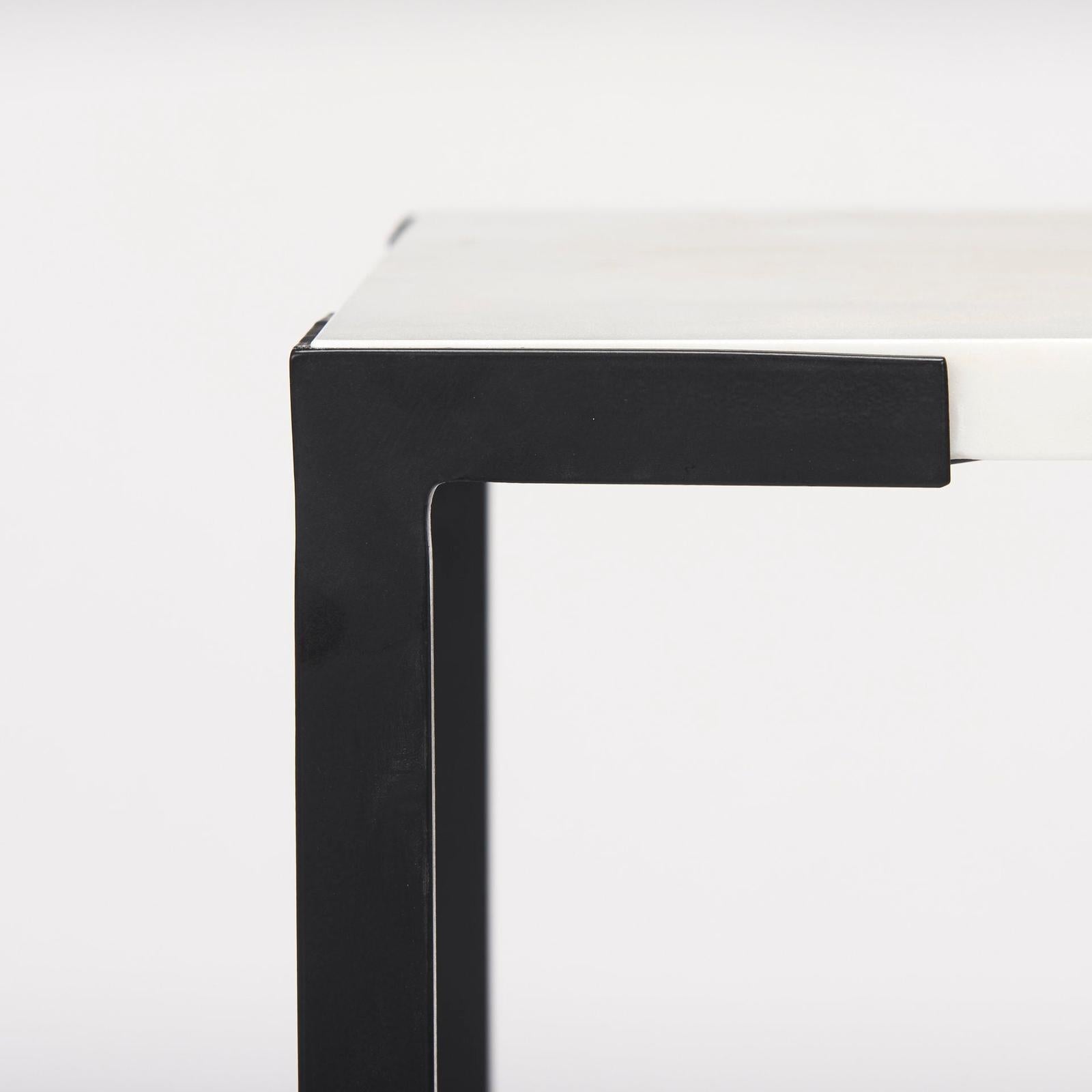 Mercana Lucas White Marble W/Black Iron Frame Accent Tables- Set of 2