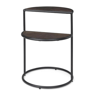 Mercana Arlo Brown Wood W/Black Metal End Table Clearance